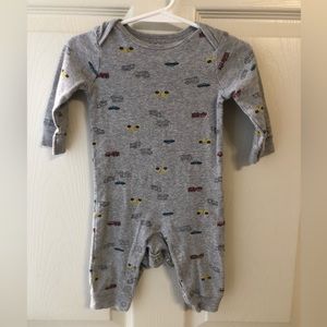Child of Mine 3-6 month gray romper with cars & trucks